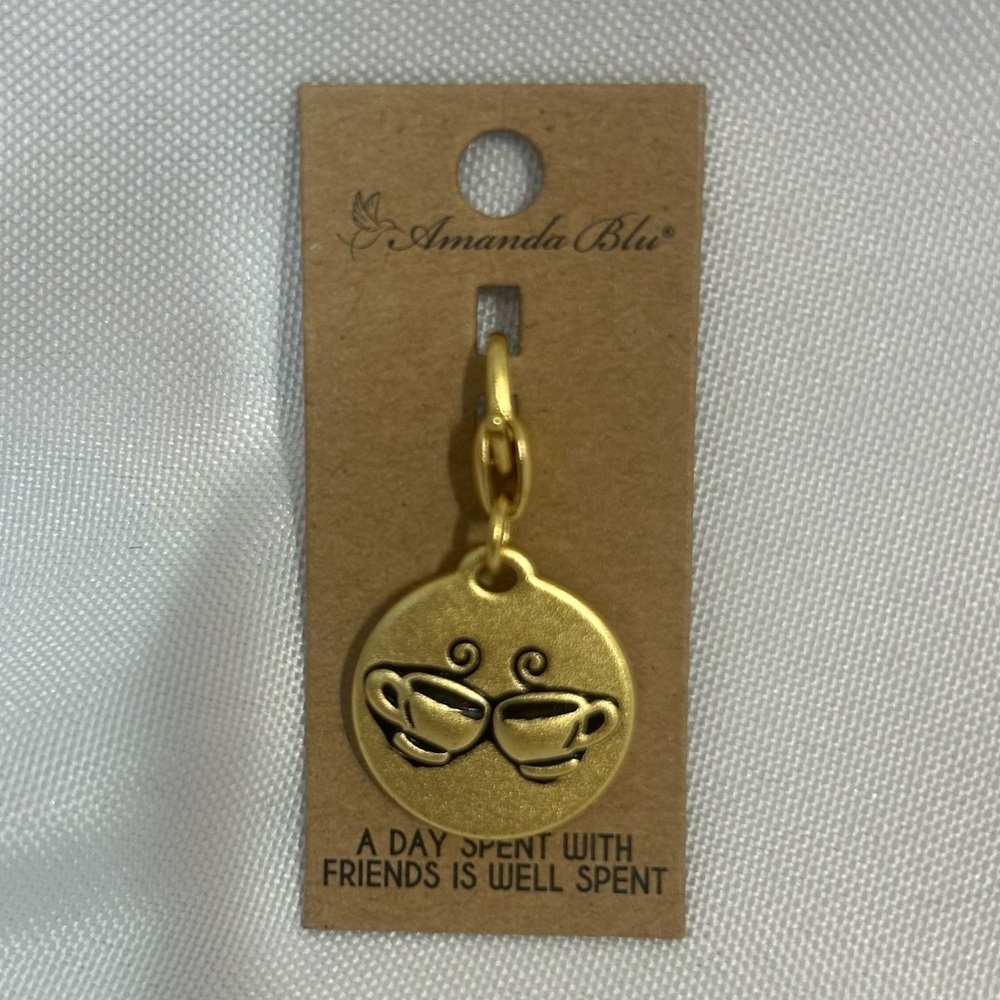 NWT Amanda Blu | Coffee Charm Gold A Day Spent With Friends Is Well Spent Round